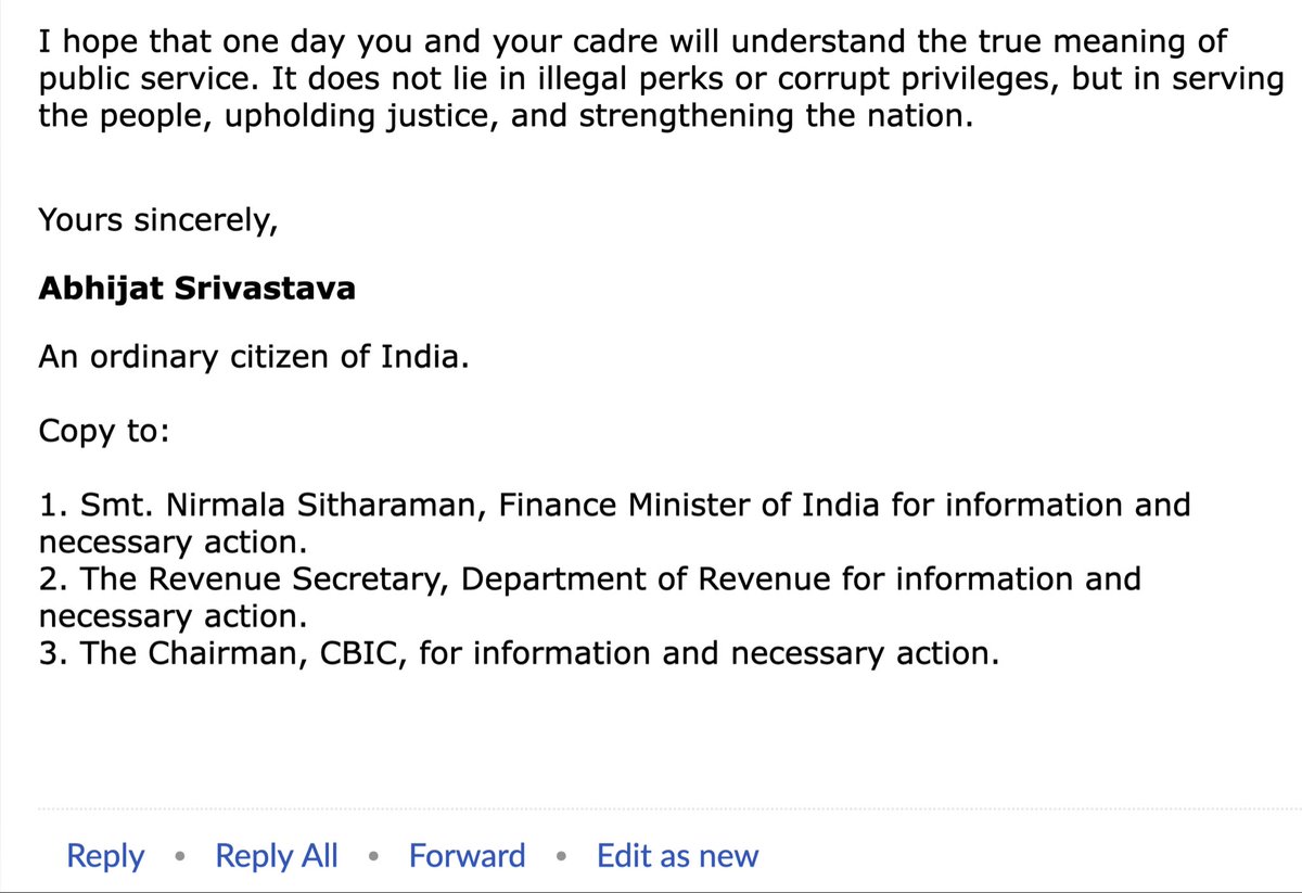 abhijatindia's tweet photo. I do not endorse Prabal Pratap’s behaviour, but he must be heard. He must have been deeply frustrated. Institutions cannot harass a person, ignore his grievances, deny him timely justice for years, and then examine only his reaction as if nothing pushed him to that point.

I also agree with the statement that a judge is a servant of the citizen. In a democracy, citizens are supreme. Every institution, every judge, every bureaucrat and every public servant derives authority from the Constitution and exists to serve citizens, not to rule over them.

See my October 2025 letter to the Chief Commissioner. I deliberately addressed him as a “Public Servant.” The letter explains how a corrupt bureaucratic lobby, protected by institutional power, loots public resources, harasses those who question it and leaves millions of ordinary citizens struggling for justice.

The real crisis is this enormous imbalance of power: public servants can destroy livelihoods, harass citizens and delay justice for years, while making those responsible personally accountable is almost impossible.

This is how citizens are reduced from masters of a democracy to subjects of a feudal State.

@SuparnaSharma @khurpenchh @VivekGa54515036 @NaukarshahiGems @FinMinIndia 

#CitizenSupreme #PublicServants #JudicialAccountability #BureaucraticAccountability #JusticeDelayed #RuleOfLaw #CitizenRights #AdministrativeReforms #EndFeudalBureaucracy #Democracy