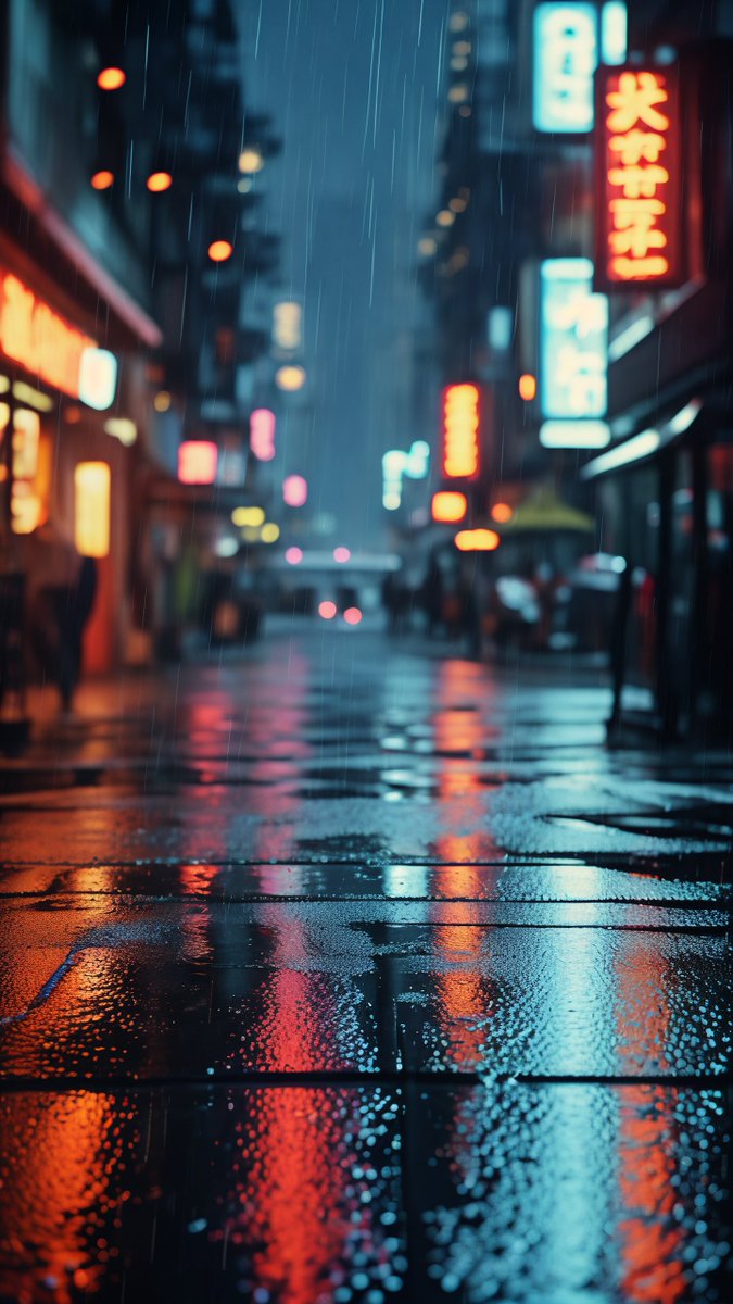 KraftHerbert's tweet photo. Random city street snap: neon lights reflecting on wet asphalt, a lone bike propped by a vintage café. Late-night urban vibes hit different. https://t.co/OrOWS6NXbn