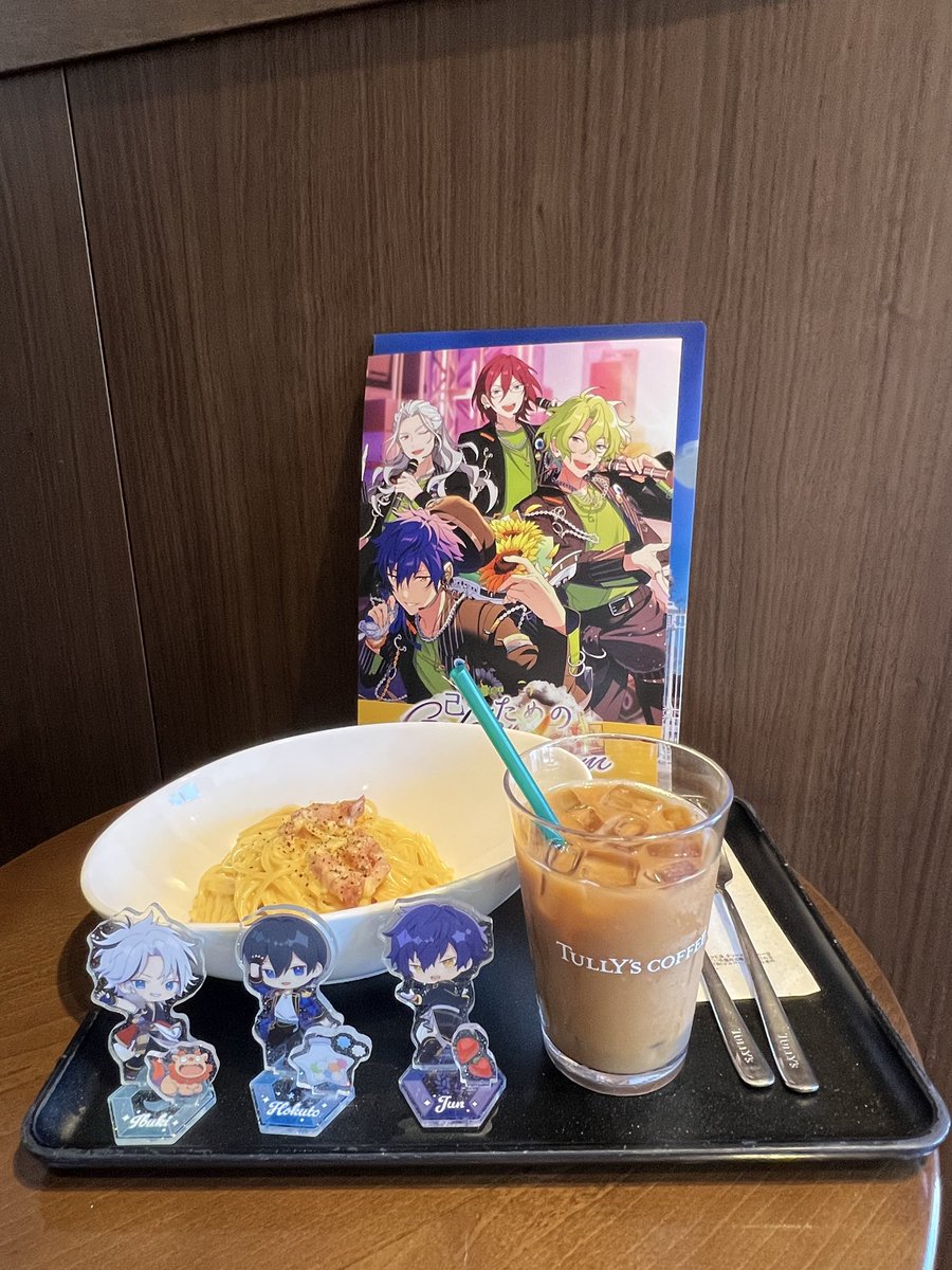 miu1572973's tweet photo. 遂に我が家にあんスタのアクスタがやってきました( /*>ω<)/♡やっぱ可愛すぎる"(∩>ω<∩)"今回、お迎えしたのは、北斗、維吹、ジュンです((o(｡>ω<｡)o))
今月末俊坊とシナモン行くんで、そこで写真たくさん撮りたいな(◍ ´꒳` ◍)
話変わるけど、タリーズのパスタ初めて食べるけど、美味しいね(*´ч`*) https://t.co/aYcJ2XaT0q