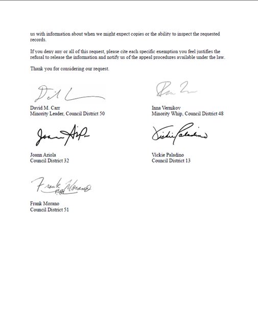 CMDMCarr's tweet photo. Our Republican delegation filed a Freedom of Information request to find out why a Commissioner of the Mayor’s Office for International Affairs (primarily a ceremonial post) was arranging a meeting with a hostile foreign terrorist regime currently at war with our country. The public deserves answers, and we demand them. Read our FOIL: