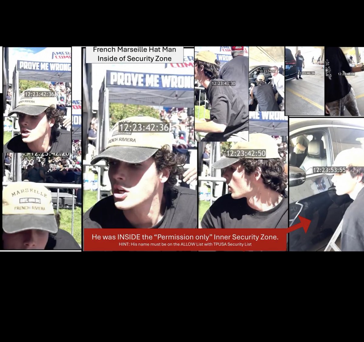 AMeadowInquiry's tweet photo. 🚨 Are We Watching Reality… or AI? 

Yesterday, I saw countless people claiming that the Twiggs testimony video was AI-generated. 
Then I saw a TikTok where a woman analyzed the  video. She explained what she believes are common signs of AI-generated video like, " Unatural Jaw Movements"

That stopped me in my tracks‼️

🤯 For the past 10 months, I've noticed those same bizarre mouth movements and always thought it SO WEIRD

Until now, I never connected it to AI.

🇫🇷 The French man on Charlies right side: 
He looks like he's chewing gum while silently mouthing words or talking to himself. "Why is he doing that⁉️" Id think to myself.  There is a better video out there but I couldn't find it after searching for HOURS.

😵I also noticed several people around him standing unnaturally still, with their mouths just, hanging open. 

🎥 Then watch in another video, the red-haired Fort Huachuca camera operator. Right at the beginning, she also appears to make unusual mouth movements while seemingly talking to herself!

I'm not an AI expert. None of us are. That's what makes this technology so dangerous.  We don't know whether to trust what we're seeing with our own eyes.

🔹 We know there were roughly 3,000 people at the event yet, only a small number of videos from certain influencers were allowed to circulate online

🔹 The videos were fuzzy and grainy )except for Blake Bednarz videos, which are consistently crystal clear and branded with his own name.)

👀 Watch the videos and tell me what you think.
❓ Could the whole or portions of video be AI 😵‍💫