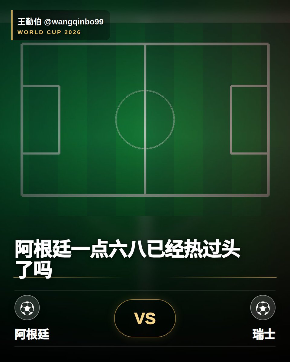 wangqinbo99's tweet photo. 阿根廷1.68，瑞士5.25，这组价格制造了一种强弱分明的观感。可目前没有首发、伤停，也没有更多机构的横向信息。所谓阿根廷过热，眼下只能是问题，不能先写成答案。

#世界杯 https://t.co/wYOa7diHYR