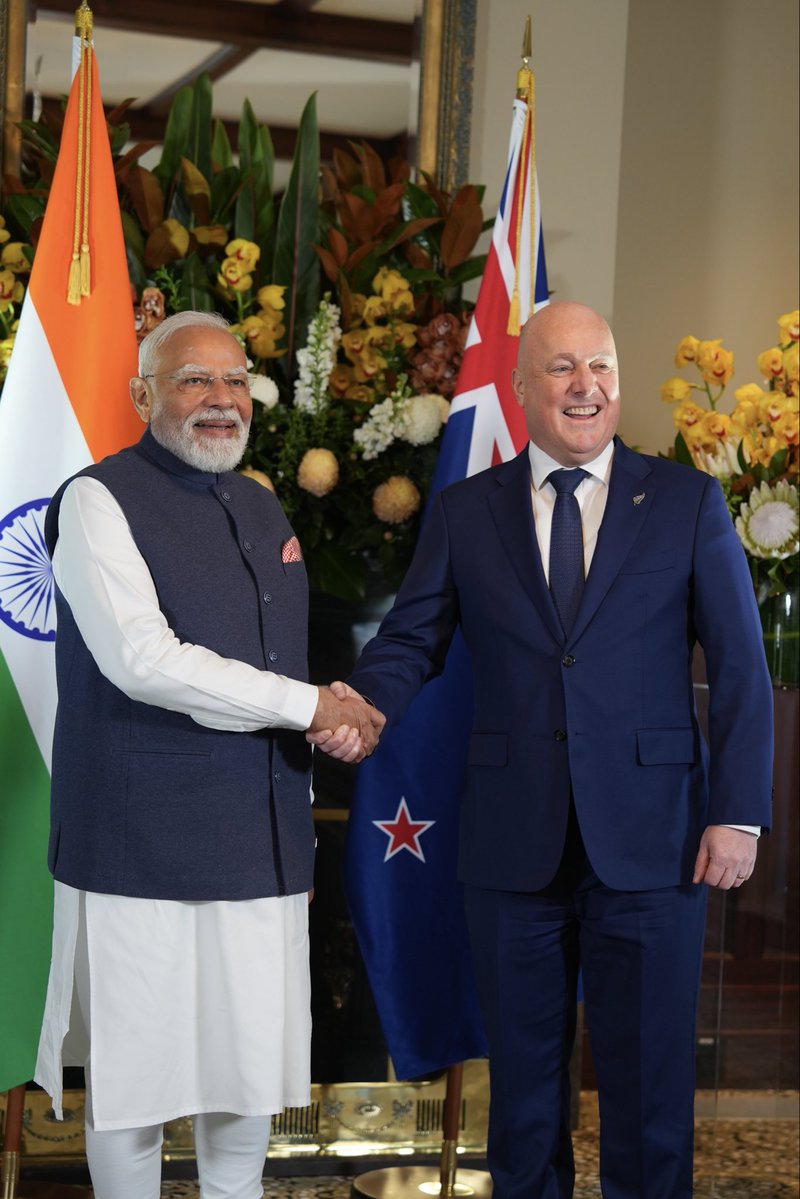 chrisluxonmp's tweet photo. New Zealand and India bookend the Indo-Pacific, but distance is no barrier to us working together to grow our economies.

That’s what we’re doing through our free trade agreement, which will eliminate tariffs on 57% of everything we sell to India on day one. https://t.co/hA4MZK7BkB