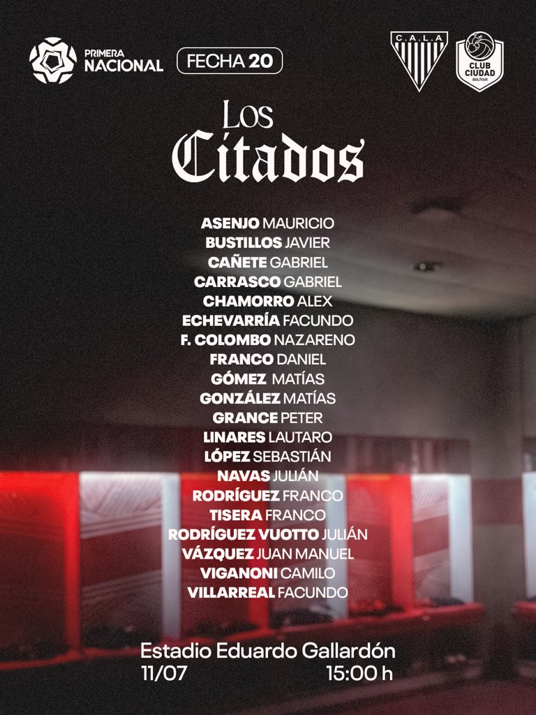 clublosandes's tweet photo. 📋 Estos son los convocados para enfrentar a Ciudad de Bolivar en el Estadio Eduardo Gallardón.

#VamosMilrayitas 🇦🇹
𝙀𝙡 𝙢𝙖́𝙨 𝙥𝙤𝙥𝙪𝙡𝙖𝙧 𝙙𝙚𝙡 𝙨𝙪𝙧 https://t.co/BgrK8m0n7U