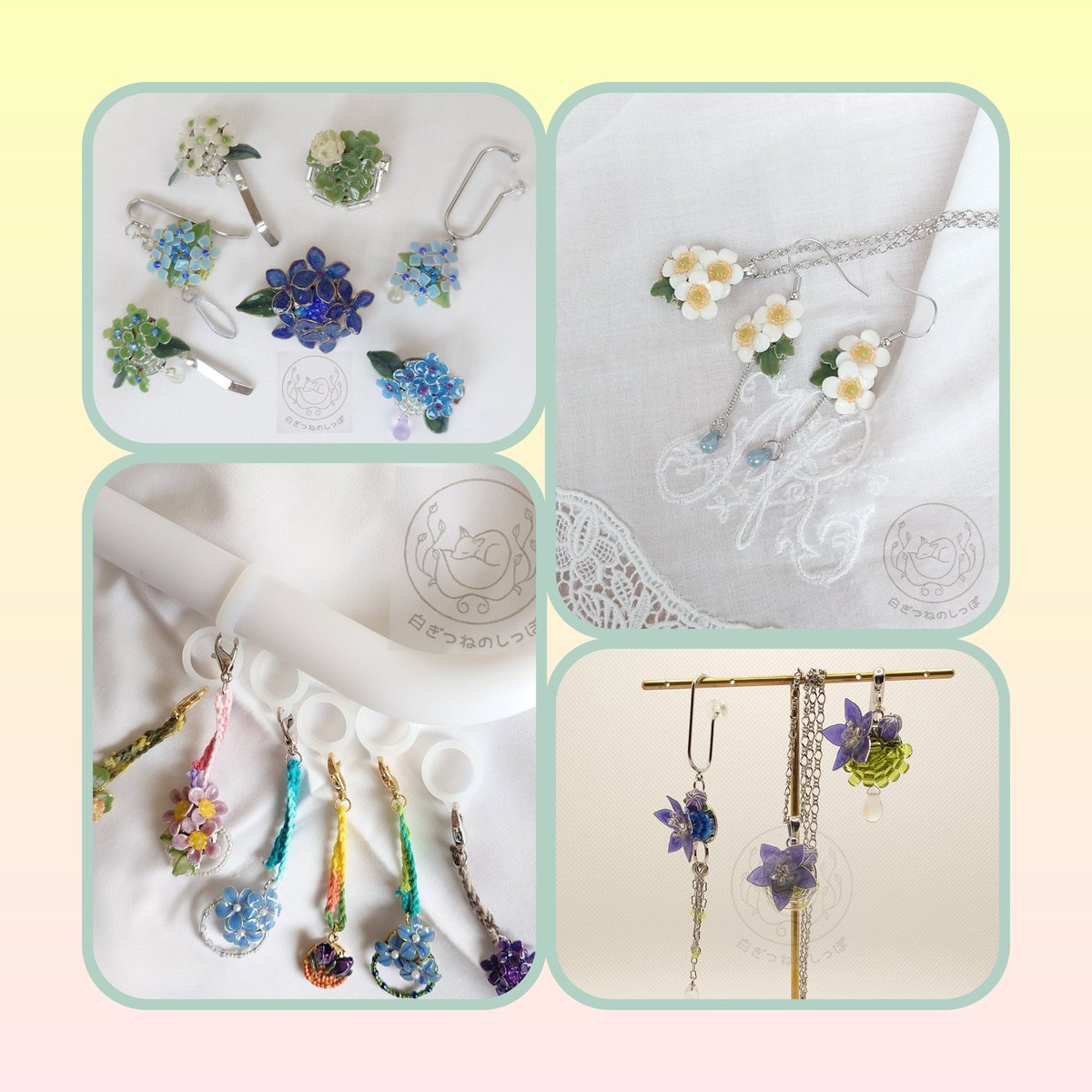 siro_i_kitune's tweet photo. #可愛いのキャパを超えました
 #365DIYtheme

手前味噌ですが

自分で「なにコレ、かわいい！え、めっちゃかわいい！」
と思えないものは世に出しておりません

なので毎回キャパ超えです😊

#ハンドメイドアクセサリー
#ワイヤーフラワー
#LUPOPO（@lupopo_cafe）
#しっぽの中の宝物
#白ぎつねの巣穴 https://t.co/9dw794PDuv