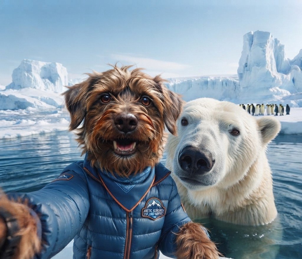 romuloplpf's tweet photo. You won't believe the "new friend" Luly made today! ❄️🐾 While everyone else is worried about the heat, Luly decided her vibe is the Arctic. She simply stopped for a selfie.
#LulysAdventure #AventuraSemFim #Viral #PetInfluencer #Arctico #Coragem https://t.co/igOUyoYGUB