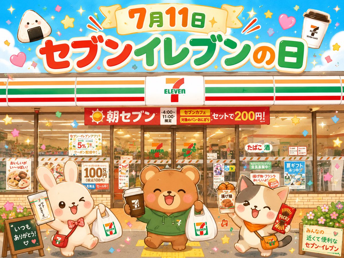 RT @messa_tos: おはようございます☀️ 7月11日は #セブンイレブンの