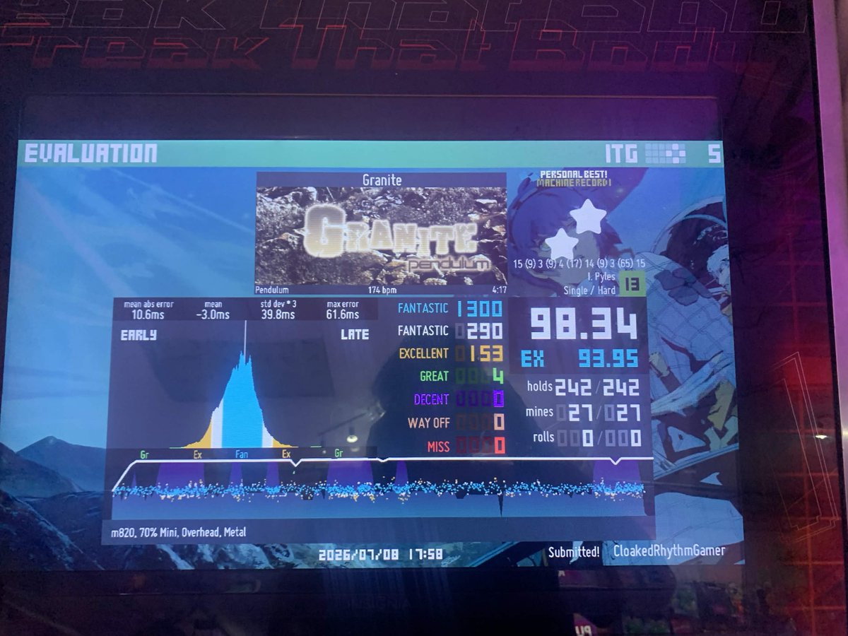 CloakedPsychic's tweet photo. @nuggety What initially started out as an urgent weight loss journey 14 months ago, has forever changed me both as a person AND as a long-time rhythm gamer. Before all this happened, my sheer unhealthiness just a year ago would've stopped me from even PASSING anything this difficult~ https://t.co/Zq8CyUmb65