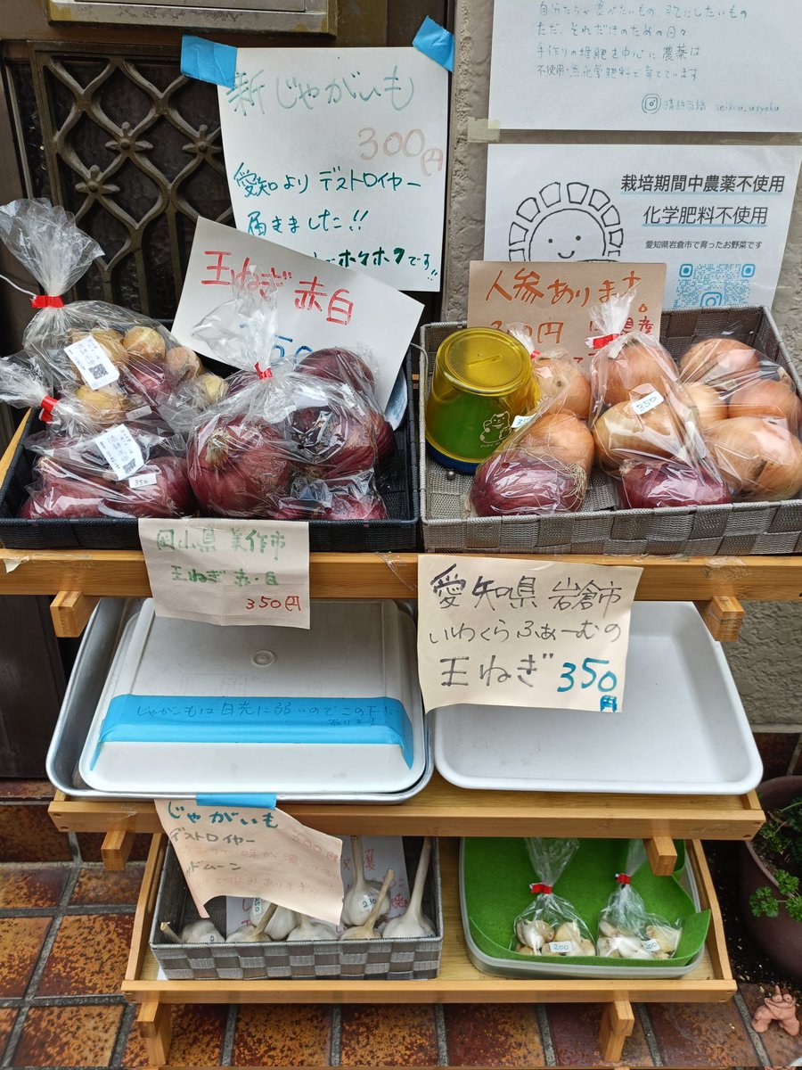 iwakurafarm's tweet photo. 今日も暑いですね☀小さなお野菜無人販売、アトリエ☆どんぐり前に出してます。人参🥕は暑いので冷蔵庫の中です。今日は1日中レッスンしてますので、ご希望の方はピンポンしてみてくださーい。 https://t.co/E9PpxsuTAm