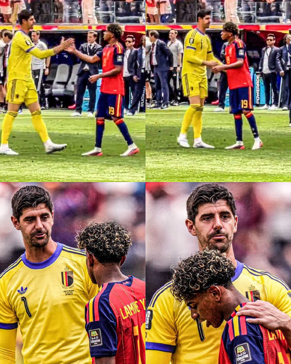 MotivacionesF's tweet photo. ¡ENTENDIERON TODO!

Tras el silbatazo final del partido de España y Bélgica en la Copa del Mundo.

Lamine Yamal y Thibaut Courtois se dieron un hermoso abrazo. Mientras el español le mostraba su apoyo a Courtois por la eliminación. El belga le deseaba suerte a Lamine Yamal.

Aunque son rivales, han competido en los clásicos más importantes del mundo. Lamine Yamal y Thibaut Courtois dejaron de lado la rivalidad en la cancha y nos recordaron que en el fútbol, siempre el respeto será lo más importante. Uno de los mejores arqueros de la historia junto a uno de los talentos más importantes de la historia. Esta foto representa al fútbol en su máxima expresión.

AQUÍ TODO EL MUNDO SE PONE DE PIE.