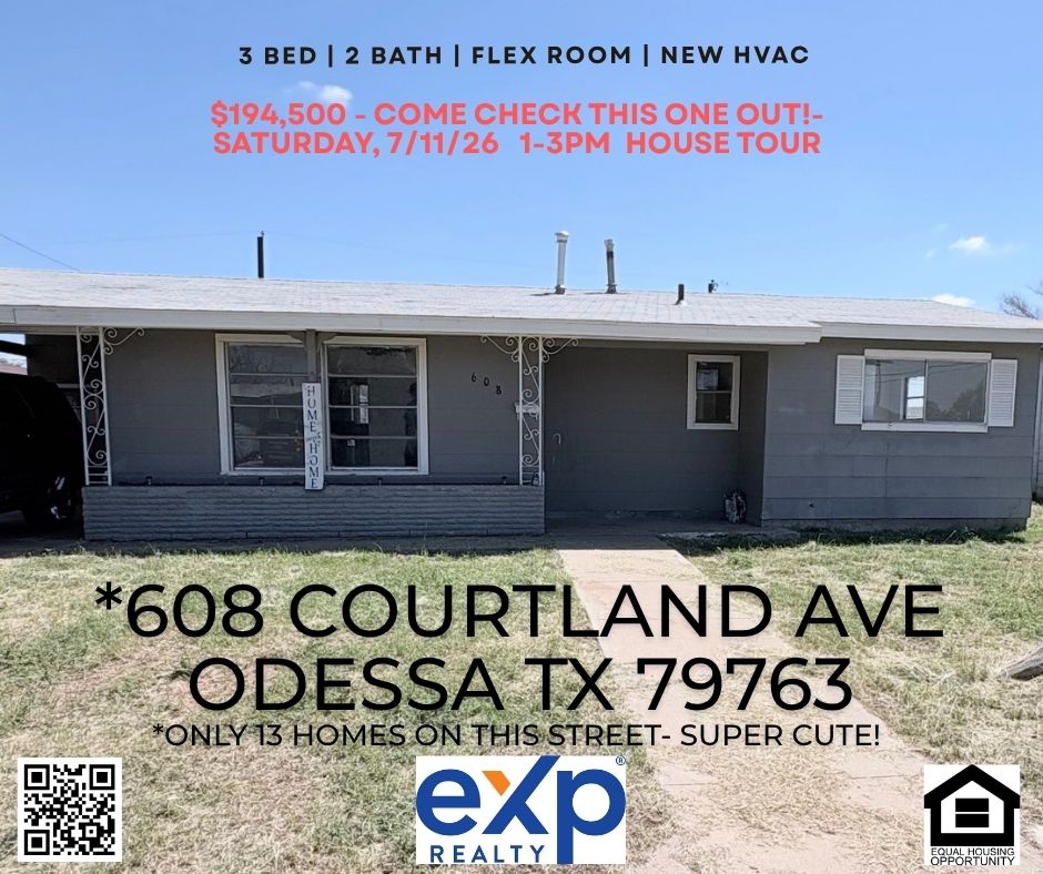 rosas01_yvonne's tweet photo. 🚪 Step inside your next opportunity!
TOMORROW - Sat 7/11/26 • 1–3 PM
608 Courtland Ave, Odessa
3 bed / 2 bath • Could be 4 Bed/ 2 Bath
Starter home vibes + investment potential in one. Don’t miss it! 🔑
#OdessaTX #HomeswithYvonne #HelpingYouHome https://t.co/9xKyIimlwX