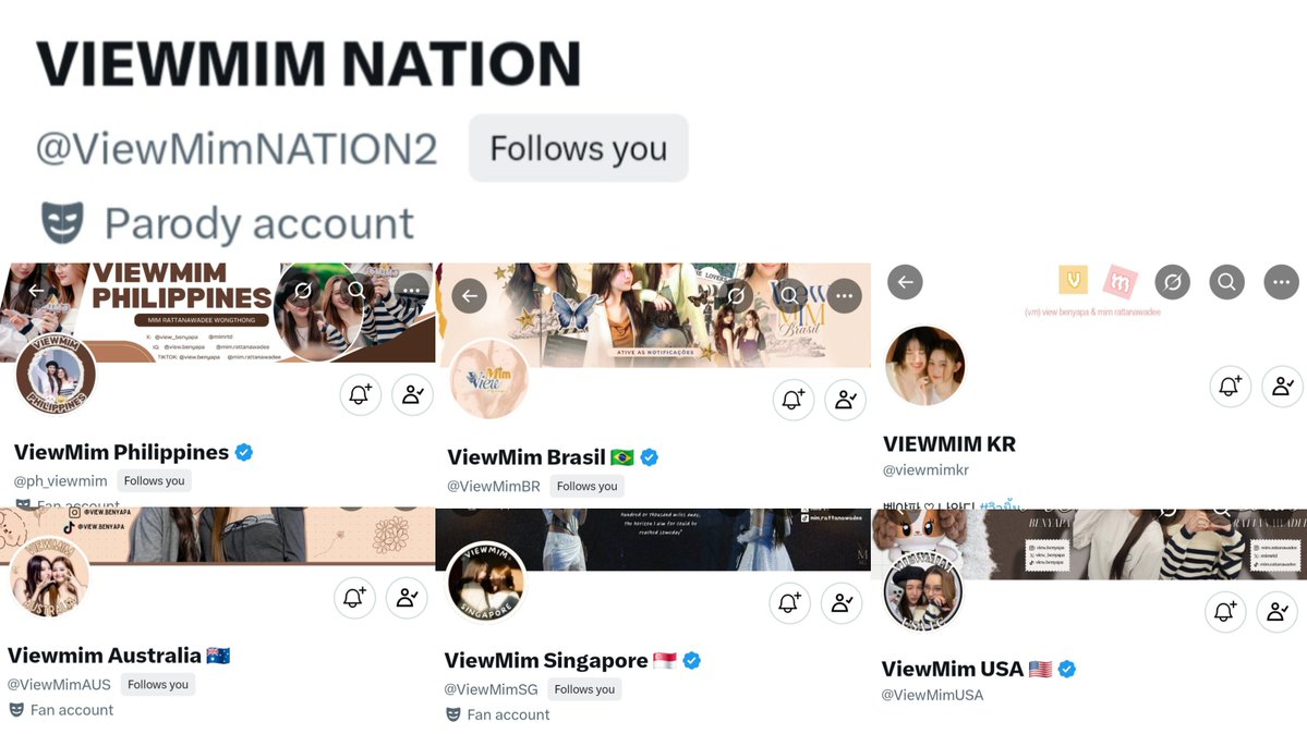 ph_benyapa's tweet photo. Vimmys have come so far we have more active international FCs now. Have you followed them yet? 

🇹🇭@ViewMimNATION2
🇵🇭 @ph_viewmim
🇧🇷 @ViewMimBR 
🇰🇷 @viewmimkr
🇸🇬 @ViewMimAUS 
🇺🇸 @ViewMimUSA
🇦🇺 @ViewMimSG 

#ViewMim #วิวมิ้ม https://t.co/q5ubT2iQSV
