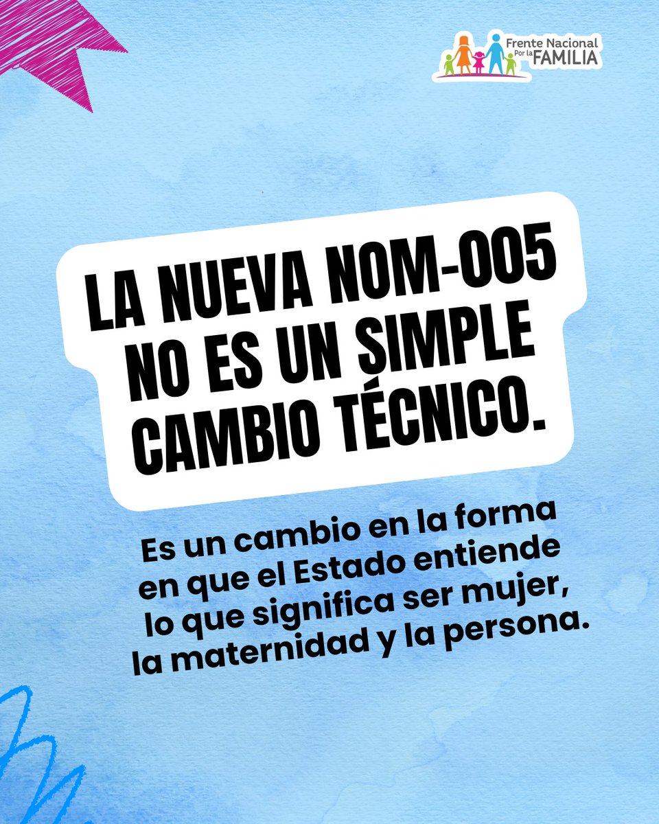 FNxFamilia's tweet photo. 🚨 ¡Están borrando a la mujer!

La nueva NOM-005 de la Secretaría de Salud sustituye las palabras "mujer" y "madre" por términos como "persona con capacidad de gestar" o "persona gestante".

👉 Firma la campaña aquí:  https://t.co/HtS7bp7ov7

#DefendamosALaMujer #Mujer #Madre https://t.co/nKD8d2bFiA