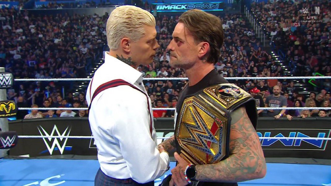 AdamGoldberg28's tweet photo. CM Punk on smackdown is already an A+ https://t.co/GOnnaZ5l8h