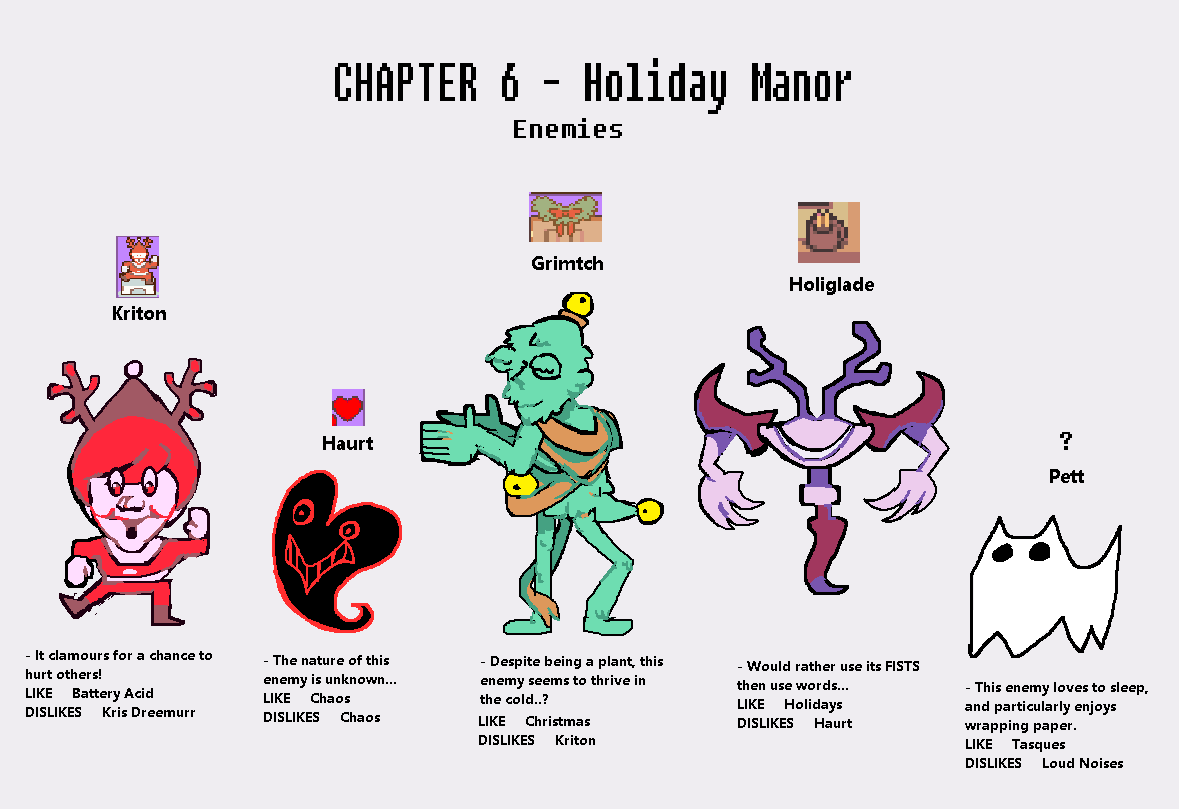 Creative_Name65's tweet photo. since it seems pretty likely chapter 6 might take place at noelle's house, here are some enemy ideas i thought of

#DELTARUNE https://t.co/lLoMoKDS4z