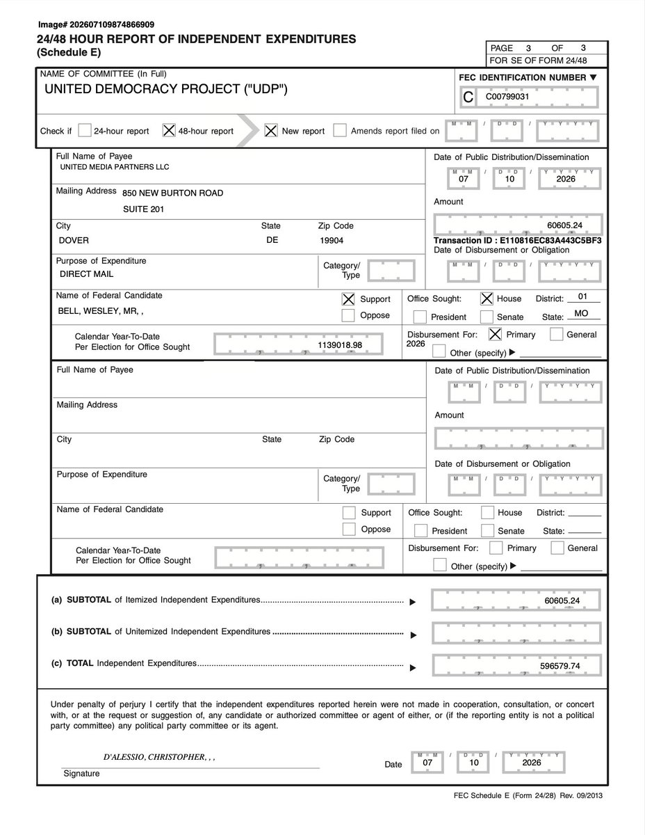 AndrewSolender's tweet photo. There it is: AIPAC drastically ramping up their spending to oppose former Rep. Cori Bush in #MO01, adding $600,000 to their investment for a total of $1.14M so far this cycle.

Election day is Aug. 4 — still plenty of time for more spending. https://t.co/HzQhlBHeFu https://t.co/zXCdLCkBAv