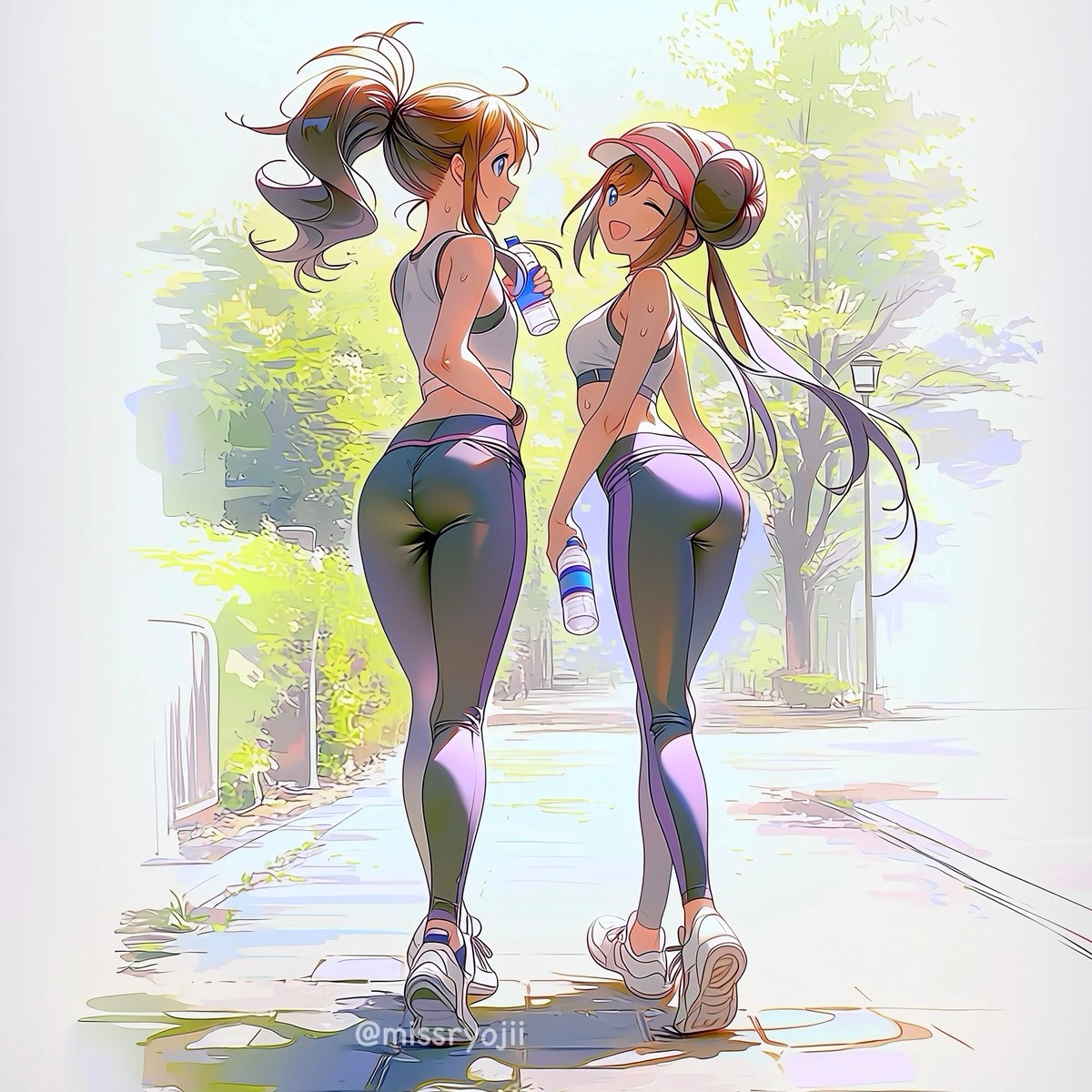 MissRyojii's tweet photo. Hilda and Rosa out for a walk, enjoying the sunshine and good company. https://t.co/PAR9YZBQ3f