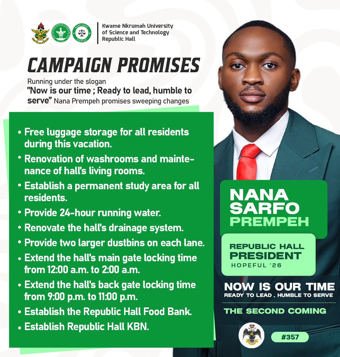 StuPol_Activist's tweet photo. Now is our time ; Ready to lead , Humble to serve 🤝#republichallknust https://t.co/x1nilS1gUd