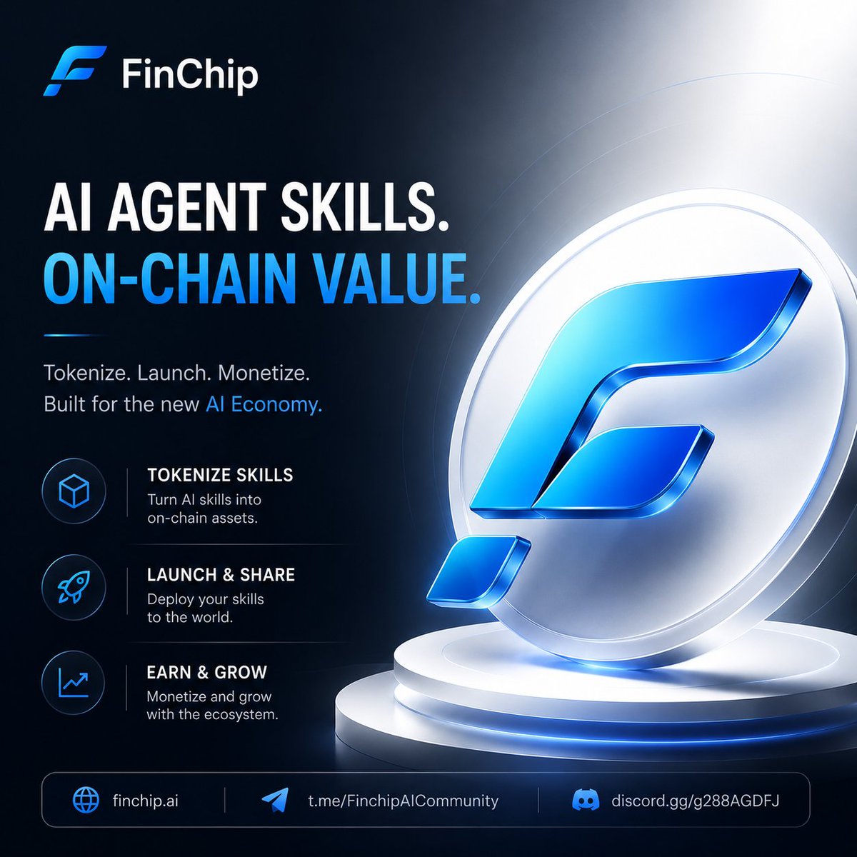 callmebeaver_'s tweet photo. AI is no longer just about using tools.
It's about owning, tokenizing, and monetizing your AI skills.
With @finchip_ai, creators can transform AI capabilities into on-chain assets and participate in the next generation of the AI economy.
The future belongs to builders. 🚀 https://t.co/x4mwLtJCjY