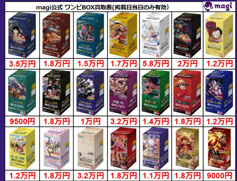 ワンピース買取情報】 こちら本日有効ワンピースカード未開封BOXの買取