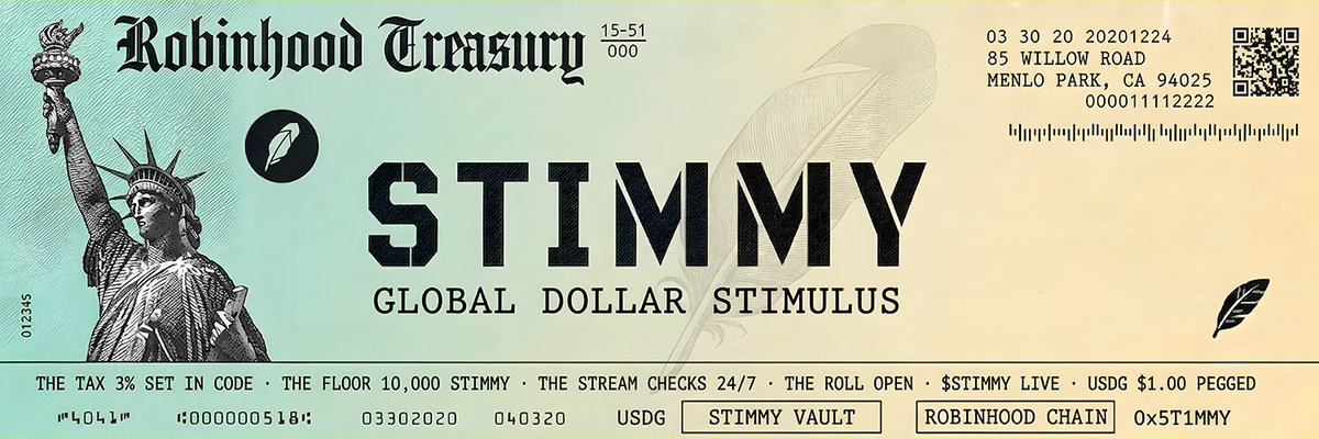 illclover's tweet photo. Imagine fading the first $USDG rewards token on Robinhood chain...

Could never be me.

$STIMMY
0x3c899fd6114cd542f1b2ac588f86053e21f67777

@RealWorldStimmy https://t.co/0NHjE2iVr1