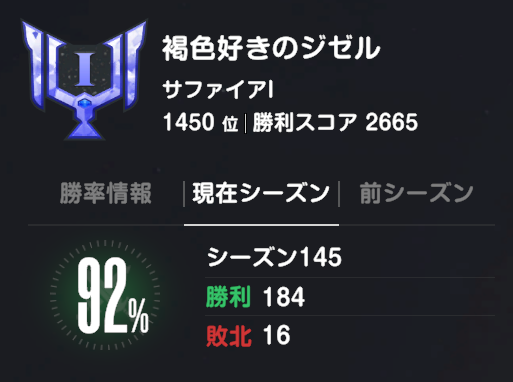 Giselle_751's tweet photo. ブラダス　今期の鏡　攻撃勝率92%と調子いい
が、その分上の方いるので防御の勝率が下がってて結局あんまかわらんちん
そろそろマスター着地してみたい https://t.co/H0Kfv1f9nb