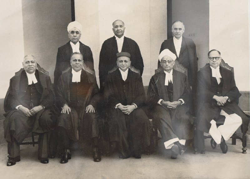 itihasa24's tweet photo. First 8 Judges of the Supreme Court of India, 1950.

They were seated in the "Chamber of Princes" in the old Parliament during the inauguration.

The first Chief Justice of India, Harilal J. Kania and Judges of the Federal Court, Justices Saiyid Fazl Ali, M. Patanjali Sastri, Mehr Chand Mahajan, Bijan Kumar Mukherjea and S.R. Das