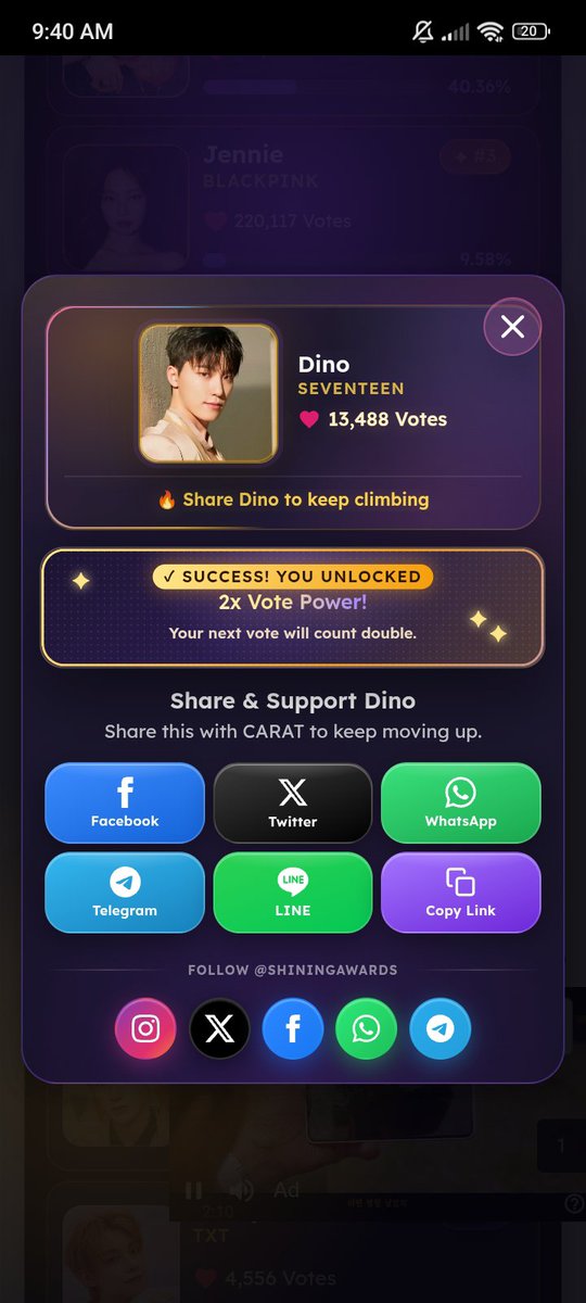 teamsvtpolls's tweet photo. Carats, vote for Dino! 

Please vote and share! You can vote again after 1 hour cooldown.

1 share = 2 boost for Dino!

We're currently #7

🎯#1

https://t.co/8q5vf32jhX https://t.co/0VVnChfXAj