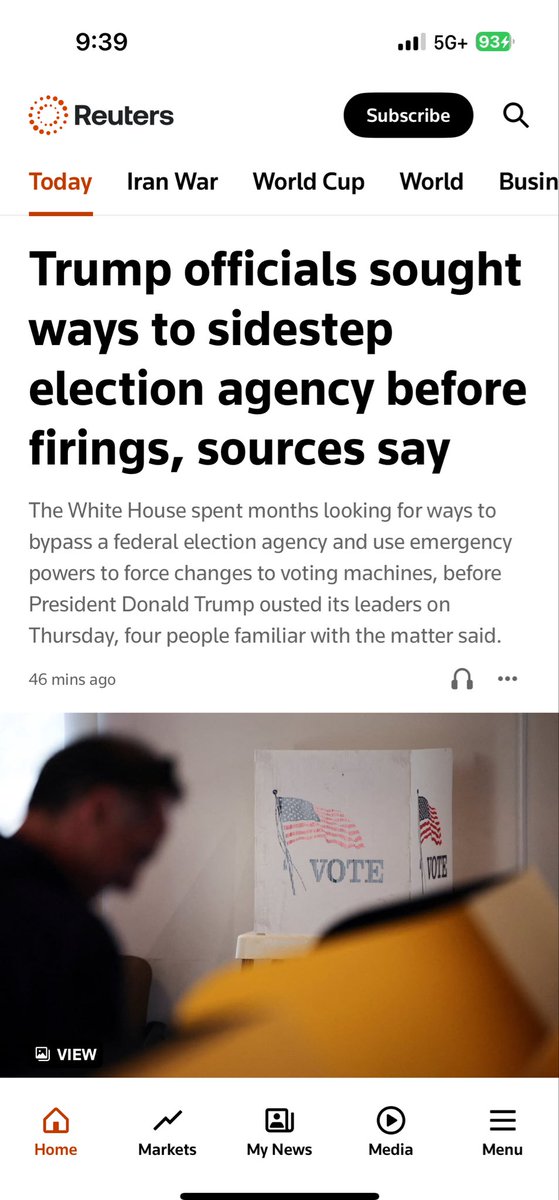 MarsSpaceNews's tweet photo. THE WHITE HOUSE
7/10/'2026

Pretty important read... on @Reuters tonight-

LINK: Trump officials sought ways to sidestep election agency before firings, sources say - https://t.co/H7h52Bsk8p https://t.co/6KOskDxkpp