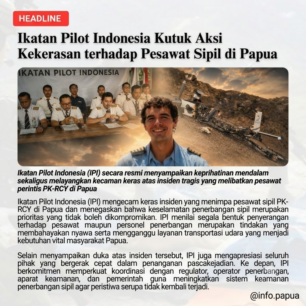 AwomSemmy's tweet photo. Ikatan Pilot Indonesia Kutuk Aksi Kekerasan Terhadap Pesawat Sipil di Papua https://t.co/2gLM7ia5Vh
