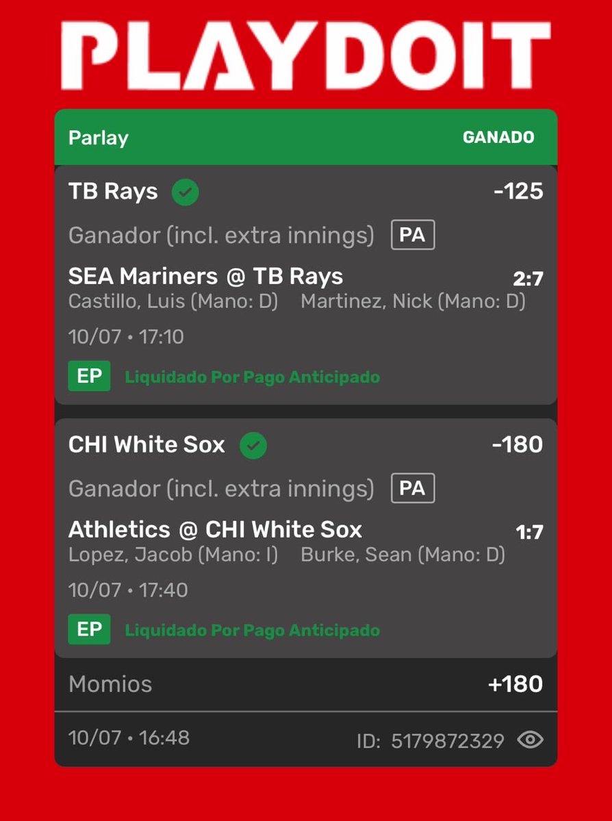 RafaPickss's tweet photo. Verdeee mis niños📦✅
#playdoit #apuestas #MLB https://t.co/TF6VZ40swP