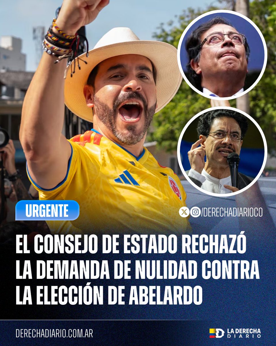 DerechaDiarioCO's tweet photo. 🚨🇨🇴 | LO LLORAN LOS ZURDOS: El Consejo de Estado rechazó la demanda de nulidad presentada contra la elección del derechista Abelardo de la Espriella, al concluir que no cumplía los requisitos mínimos para ser admitida. La posesión presidencial del próximo 7 de agosto sigue en firme.