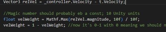TeamKD_Games's tweet photo. Some particularly amusing code snippets from my coding my #AI bot racers.
#gamedev #indiedev #programming https://t.co/FvxwukM9tV
