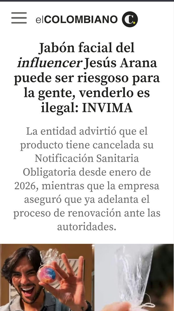 Dryska344's tweet photo. BOICOT 
Influencer Jesus Arana 
NO SEGUR EN REDES 
BLOQUEALO
NO COMPRAR SUS PRODUCTOS 
-NO REALIZARSE TRATAMIENTOS ESTÉTICOS 
El Invima recomienda a los consumidores no comprar productos que no cuenten con registro sanitario dado que pueden generar un  alto riesgo para la salud https://t.co/GDOqMsLLkr