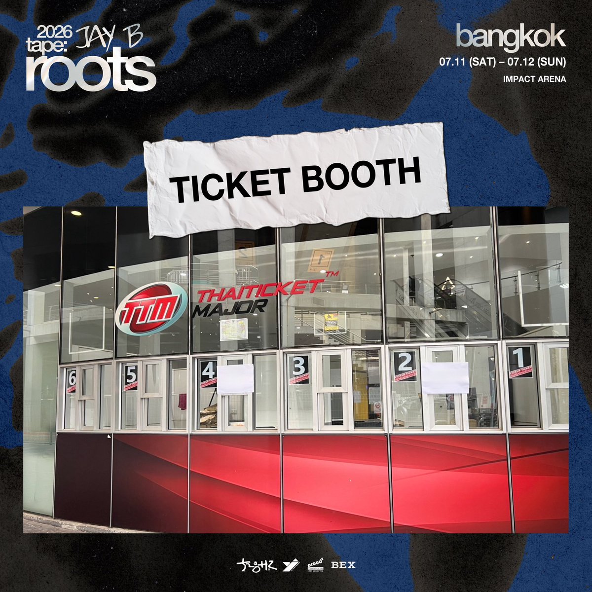 BEX_Concert's tweet photo. 📍เเนะนำจุดต่าง ๆ ในงาน 2026 JAY B tape: roots bangkok 💚
ชาวอากาเซ่ไม่ต้องกลัวหลง เดินตามพิกัดนี้มาเจอความสนุกกันได้เลย (1/3)

กรุณาตรวจสอบพื้นที่หน้างานล่วงหน้า และเช็กสภาพอากาศก่อนออกเดินทาง เพื่อความสะดวกและประโยชน์สำหรับการวางแผนการเดินทางและทำกิจกรรมต่าง ๆ ของท่าน

—---------------------------------

📍Guide to the venues at 2026 JAY B tape: roots bangkok 💚
Ahgases, no need to worry about getting lost! Just follow these spots and come join the fun.

Please check the event layout and weather forecast in advance for your convenience and to better plan your travel and activities.

2026 JAY B tape: roots bangkok
🗓️ 07.11 (SAT) - 07.12 (SUN) 
⏰ 6PM
📍 IMPACT ARENA

#JAYB 
#2026tape_roots_bangkok
#528Hz #YJPARTNERS #BEX