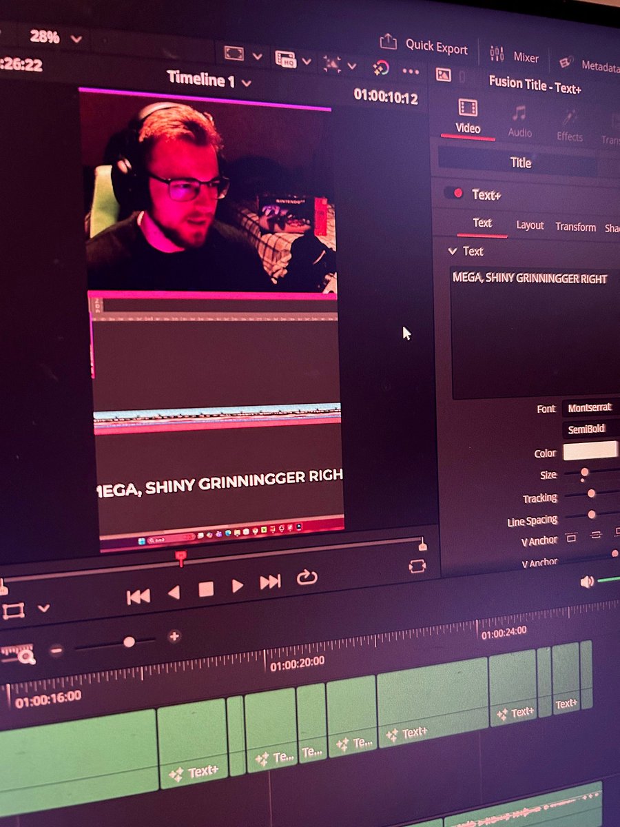 CPU4477's tweet photo. How Auto subtitles in davinci interpreted me saying "Mega Shiny Greninja" 😂 https://t.co/gZtHbQ0x6n