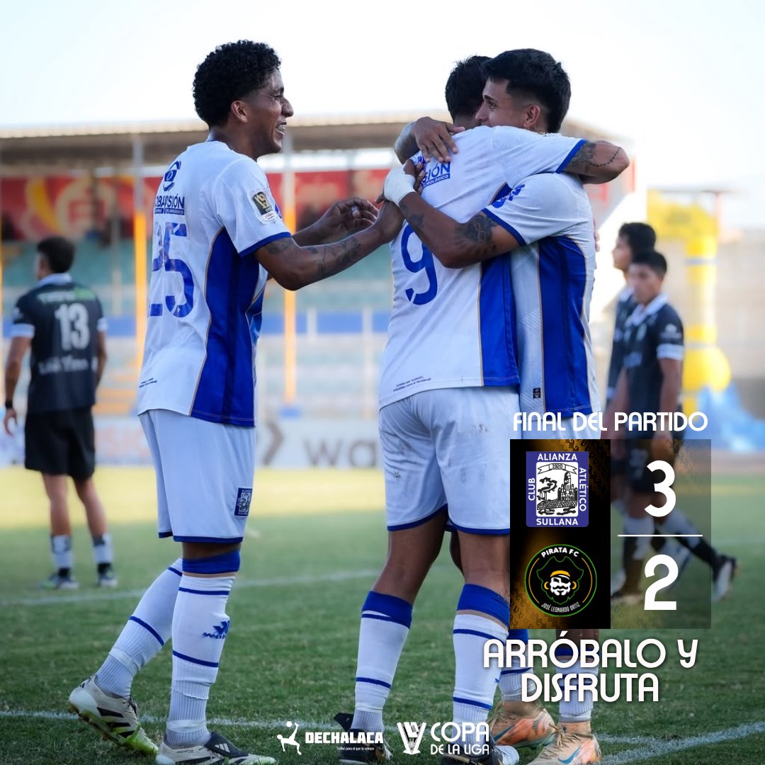 DeChalaca's tweet photo. 🏆🇵🇪 #CopadeLaLiga - octavos de final

🏟 ¡FINAL EN EL CAMPEONES DEL 36!

Alianza Atlético 3 (Jimmy Pérez 4', Valentín Robaldo 68' y 78') - Pirata FC 2 (Kevin Lugo 20', Flavio Fernández 88')

⚠️ Alianza Atlético venció por segunda vez en la historia a Pirata: la otra fue 1-2 en San Marcos por la Liga2 2020, en su único enfrentamiento previo hasta la fecha

🔝 #ElCapo Valentín Robaldo (17)

La Ficha 👉 https://t.co/8qb2yzXpod

📸 Leymer Girón / Prensa Alianza Atlético