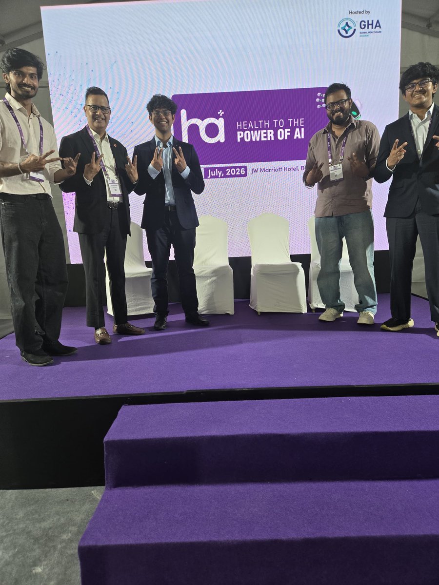 CSSeelamantula's tweet photo. The ChaksuAI team from @SpectrumLabIISc making presentations and pitches at Healthcare AI Conclave 2026 in Bangalore. Pramath, Anirudh, Yash, and Akhil representing the team. https://t.co/MiAA1yunt3