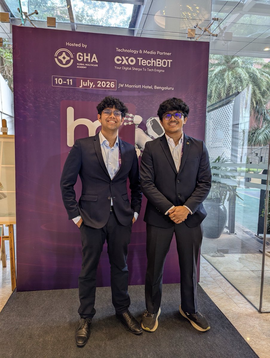 CSSeelamantula's tweet photo. The ChaksuAI team from @SpectrumLabIISc making presentations and pitches at Healthcare AI Conclave 2026 in Bangalore. Pramath, Anirudh, Yash, and Akhil representing the team. https://t.co/MiAA1yunt3