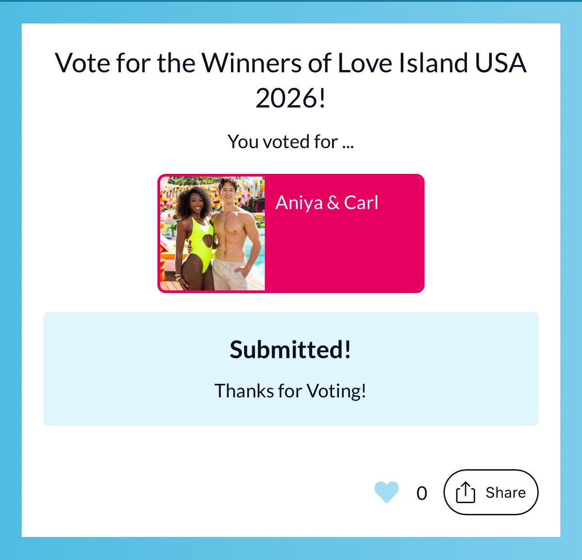 luffyfromatl's tweet photo. 🚨 US ARMYS 🚨 WE NEED YOUR HELP AND QUICK!! Tonight is the final vote for love island USA and we want to make sure two armys, Aniya &amp; Carl, win! They have both attended bts concerts! Please download the love island USA app and vote for them! #bts #jungkook #army https://t.co/PVG4WhnDwI