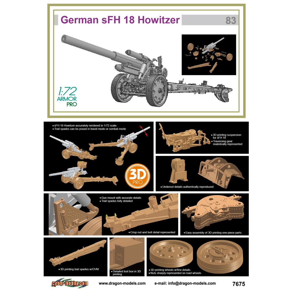 hobbycollective's tweet photo. ＼#ホビコレ 限定商品をご紹介📣／ 

【サイバーホビー　1/72　WW.II   
　ドイツ軍 s.FH18 榴弾砲】
#ドイツ軍 の主力榴弾砲、sFH18重榴弾砲を1/72スケールでリアルに再現！3Dプリントならではの一体パーツで組み立て手軽👌

購入はこちら→https://t.co/eFq0ItuYMq

#プラモデル #サイバーホビー https://t.co/QSp0nYczYU