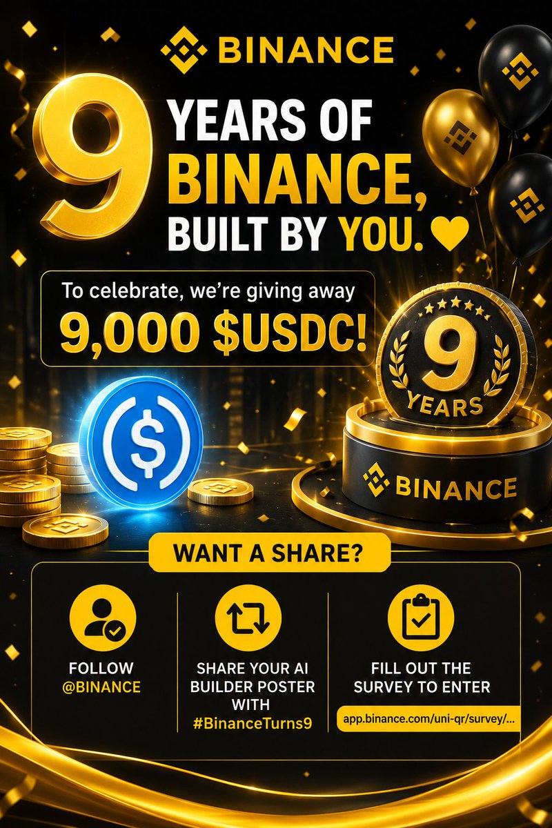 SontoshRay52's tweet photo. @binance 🎉 Celebrating 9 incredible years of Binance! 💛
Proud to be part of this amazing community.
Happy #BinanceTurns9 🚀 https://t.co/vibhlZBY0d