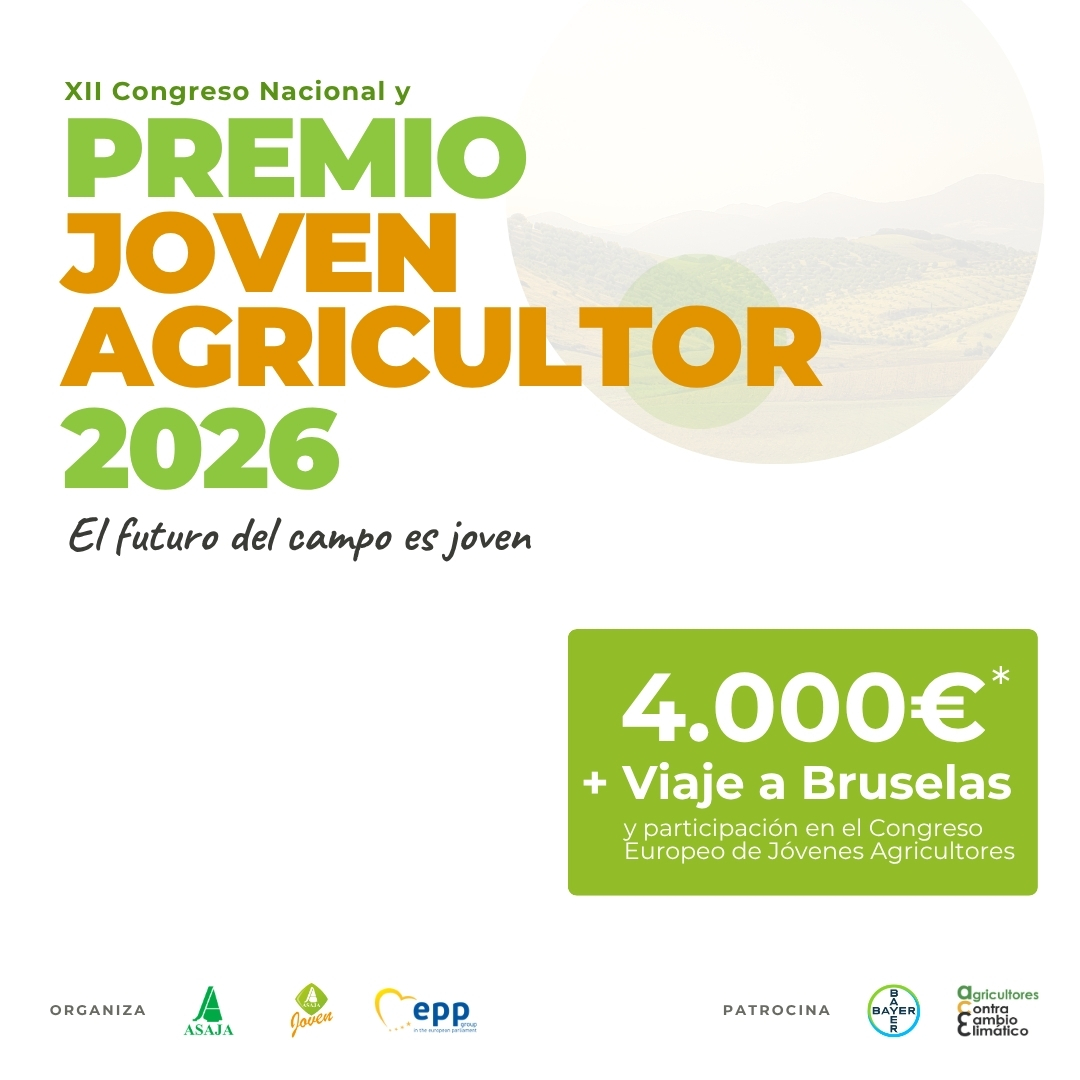 AsajaNacional's tweet photo. 🇪🇺 Tu proyecto puede representar al campo español en Europa.
🏆 ASAJA convoca el XII Premio Nacional Joven Agricultor 2026, dirigido a agricultores y ganaderos menores de 40 años.
💶 Hasta 4.000 € y viaje a Bruselas para el mejor proyecto.
📅 Candidaturas abiertas hasta el 15 de septiembre.
https://t.co/eWBUX2hlCK