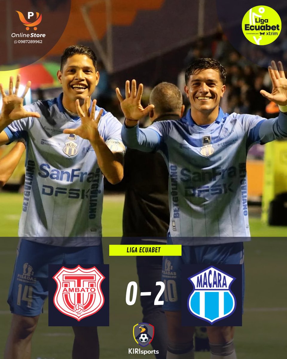 KiriSports's tweet photo. ¡MIRANDA CONDUCCIÓN! 🔵⚪🔵

En un RECITAL del 10 macareño, Matías Miranda, el ídolo de #Ambato doblegó a su clásico rival por 0-2.

Un GOLAZO de Miranda y el penal anotado por Posse bastaron para que #Macará se quede con la victoria en la  @LigaEcuabetec.

#KiriSports https://t.co/f3etktWQYg
