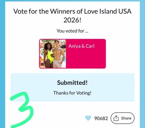 FineFlyGirl's tweet photo. CARNIYA we’re locked in !! 

Vote Aniya and Carl🥹🙏🏽 

#LoveIslandUSA #Loveislandusa https://t.co/oHyQYq73MQ