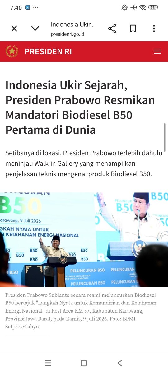 xariyaaaa's tweet photo. Langkah menuju kemandirian energi tidak lagi sekadar wacana karena Indonesia Pelopor B50 sudah diwujudkan dan #PrabowoUkirSejarah ikut mengiringi pencapaian tersebut https://t.co/b3s5gvdclg