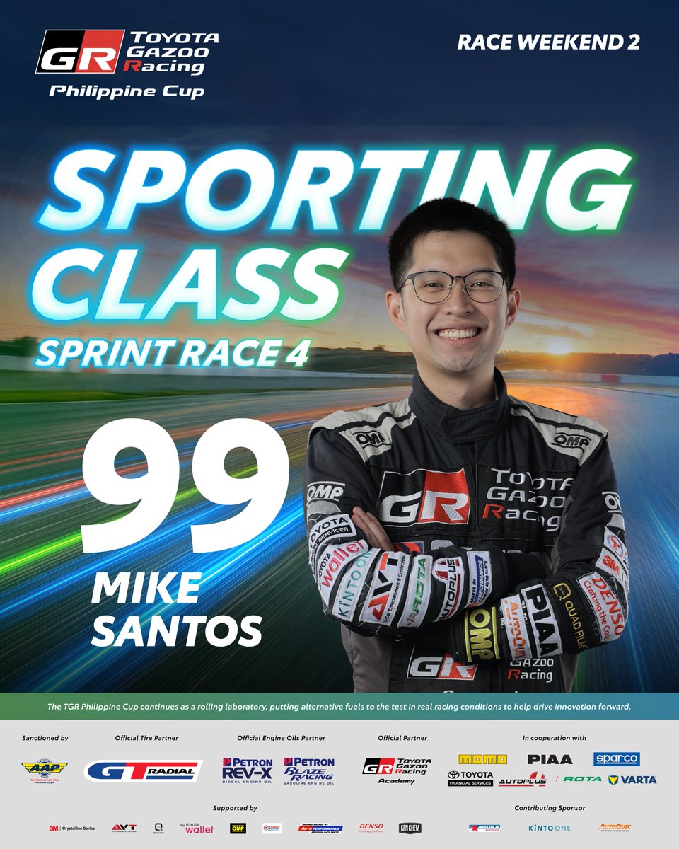 TGRPhilippines's tweet photo. Your Sporting Sprint Race 4 Winners ​

🥇Mike Santos
🥈Bern Zargoza
🥉Luigi Co

#TGRPhilippineCup2026 #TOYOTAGAZOORacing #PushingTheLimitsForBetter #TGRPhilippines https://t.co/pmxAP7aJRG