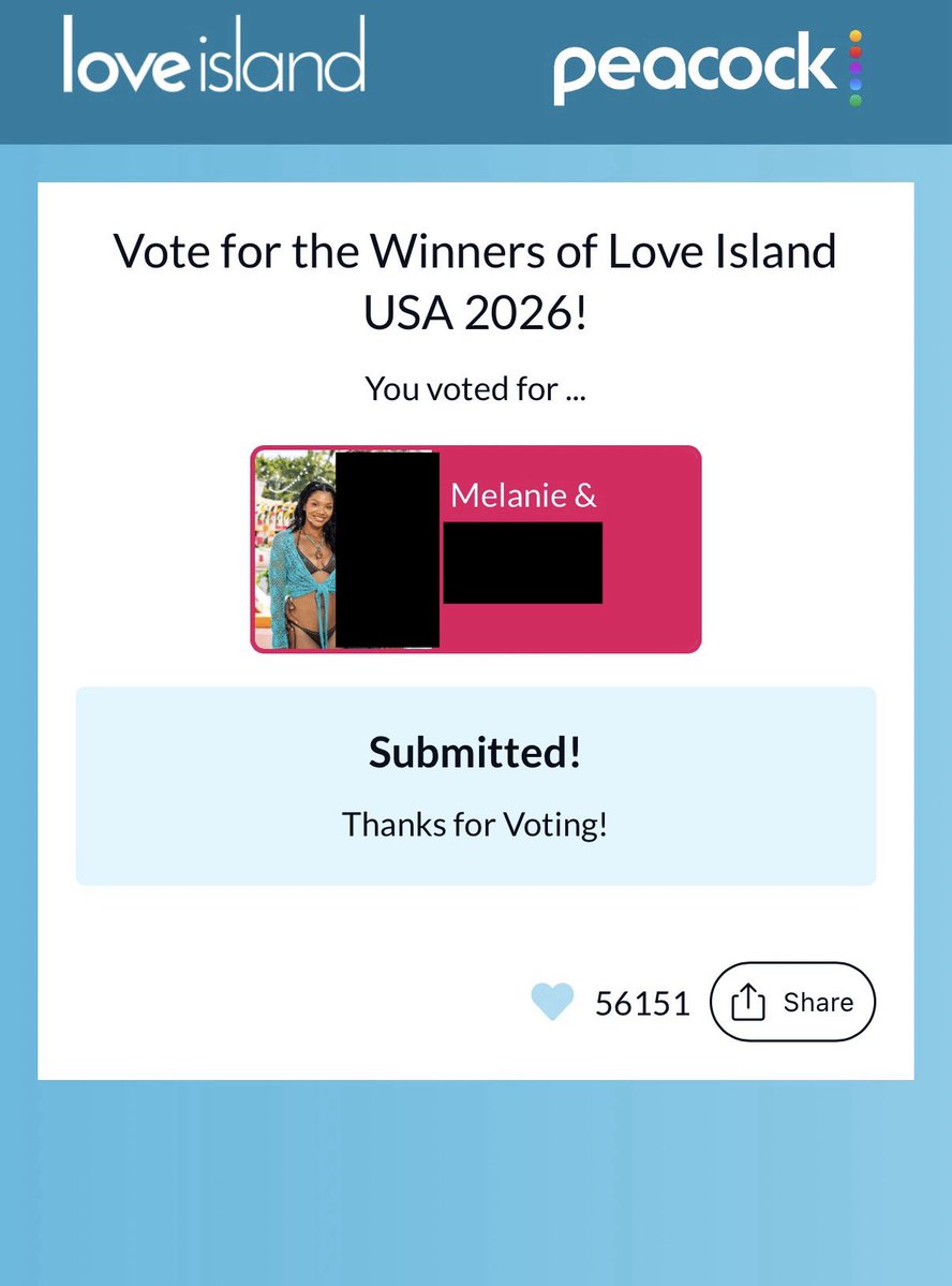 hiztrulyy's tweet photo. Voted for Melanie and I don’t care  #LoveIslandUSA https://t.co/N0ohLh2XWL