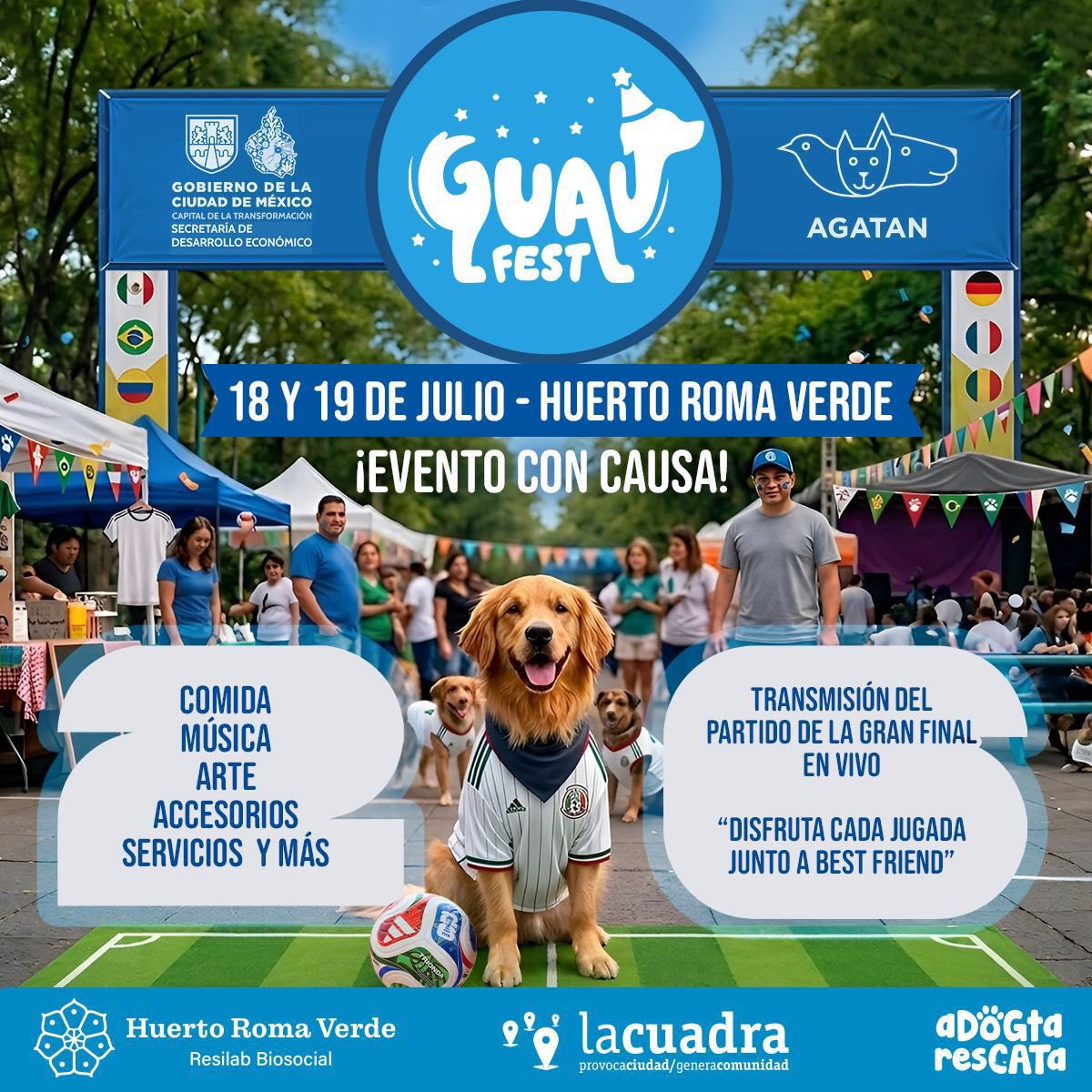AgatanCdmx's tweet photo. 18 y 19 de julio ven al evento organizado por #GuauFest en el @HuertoRomaVerde 
🙌🏽🐾Acá podrás encontrar a múltiples rescatistas y aliados de esta causa que une a toda la CDMX 
¡Gracias por la invitación! 
Tendremos jornada de esterilización @GobCDMX @ClaraBrugadaM https://t.co/Ol3nxMXDdu