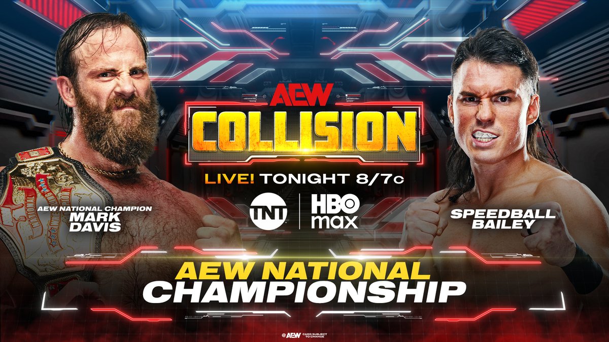 AEW's tweet photo. TONIGHT!

COLLIDERS, RISE UP! #AEWCollision returns to its regular night and time!

The show starts LIVE at 8/7c on @TNTDrama &amp; @HBOMax, TONIGHT! https://t.co/V4AgtjFoUf